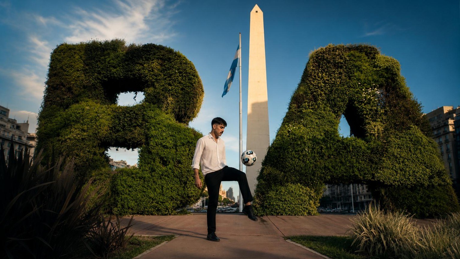 Emanuel Cedron with a football in Buenos Aires